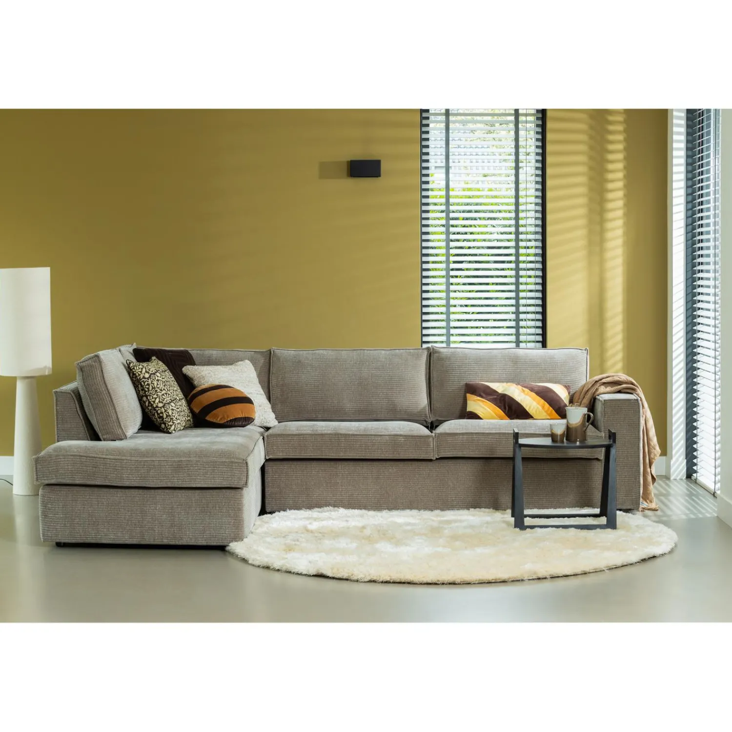 Hot WOOOD Loft vloerlamp metaal/bouclé 130xø30 cm Naturel