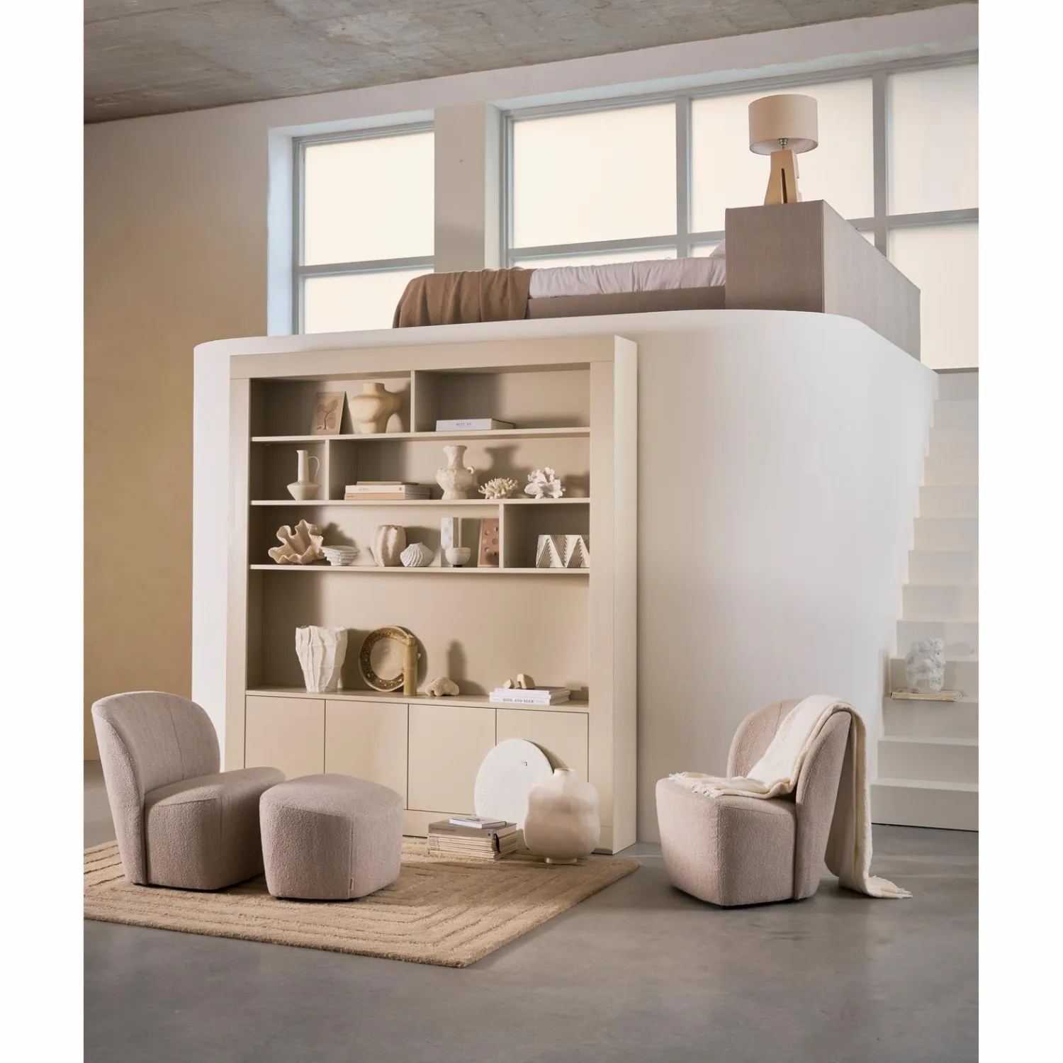 Hot WOOOD Lofty fauteuil bouclé Grijs