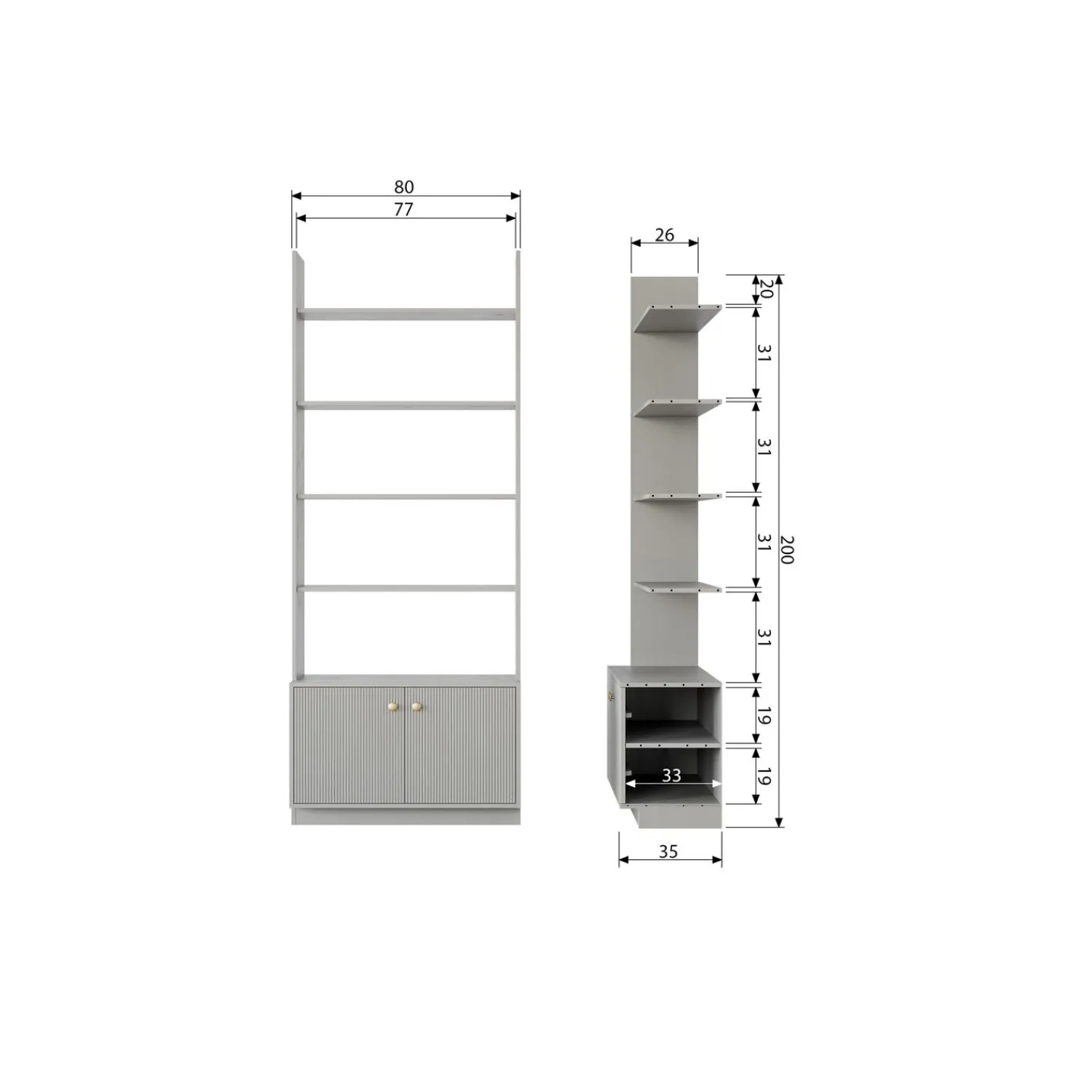 Clearance WOOOD Madu boekenkast grenen wolkengrijs