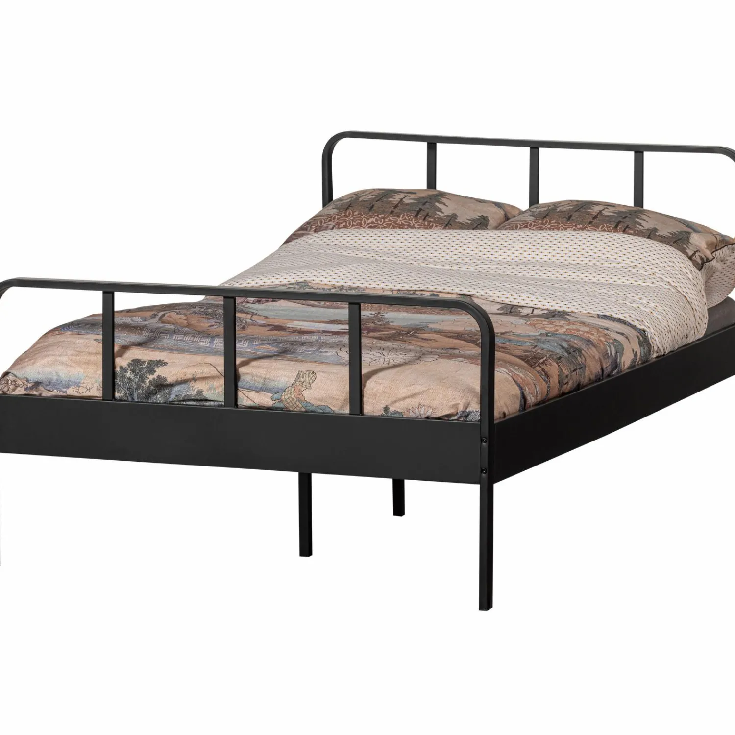 Online WOOOD Mees bed twijfelaar metaal zwart 120x200 cm