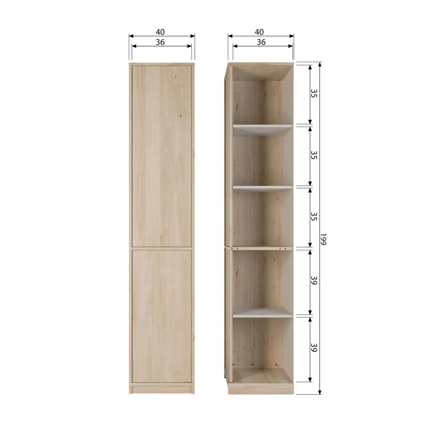 New WOOOD Modulair bovenkast 40 cm eiken naturel mat