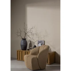 Discount WOOOD Mojo draaifauteuil bouclé Geel/bruin melange