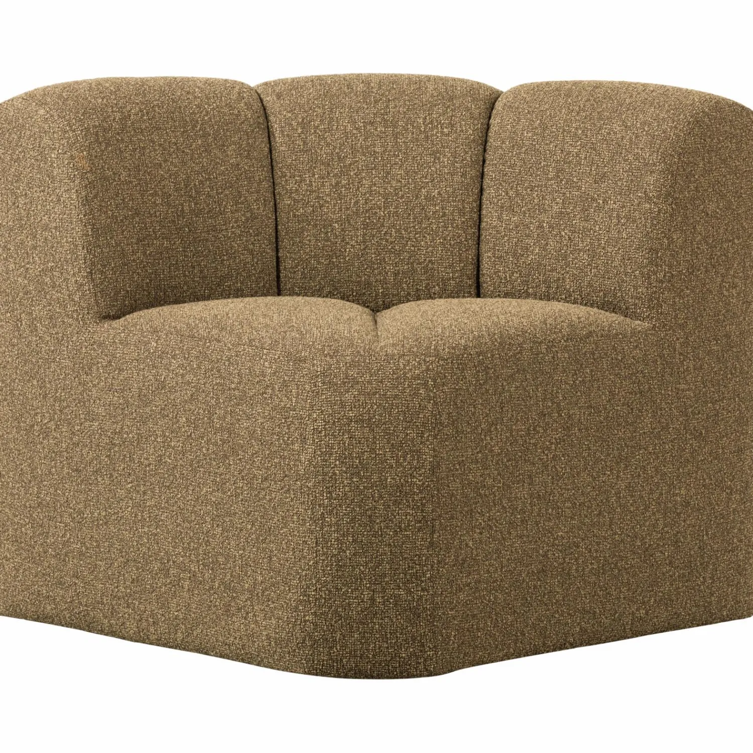 Best WOOOD Mojo eetbankje hoek met rugleuning bouclé Geel/bruin melange