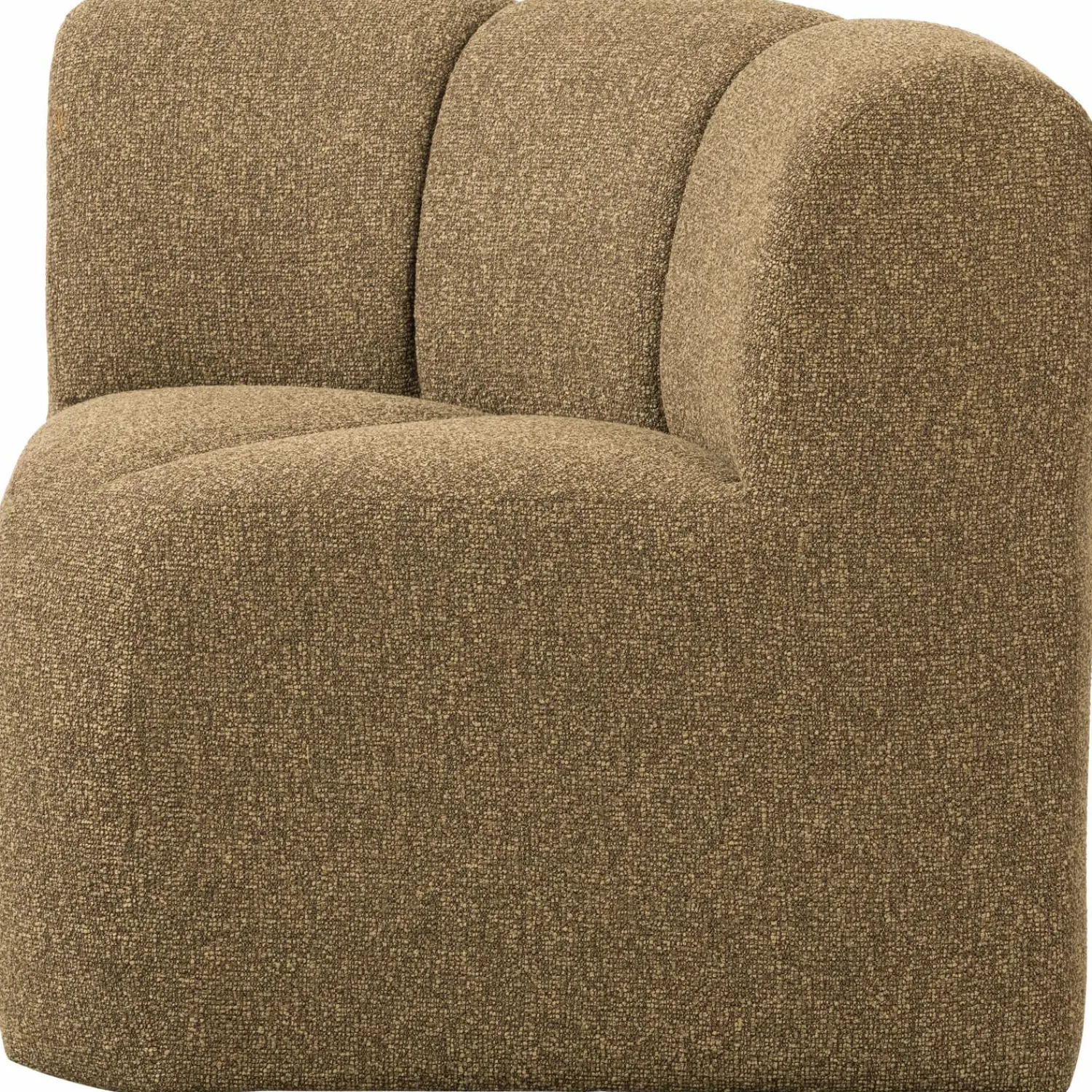 Best WOOOD Mojo eetbankje hoek met rugleuning bouclé Geel/bruin melange