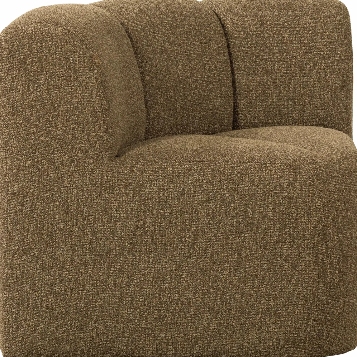 Best WOOOD Mojo eetbankje hoek met rugleuning bouclé Geel/bruin melange