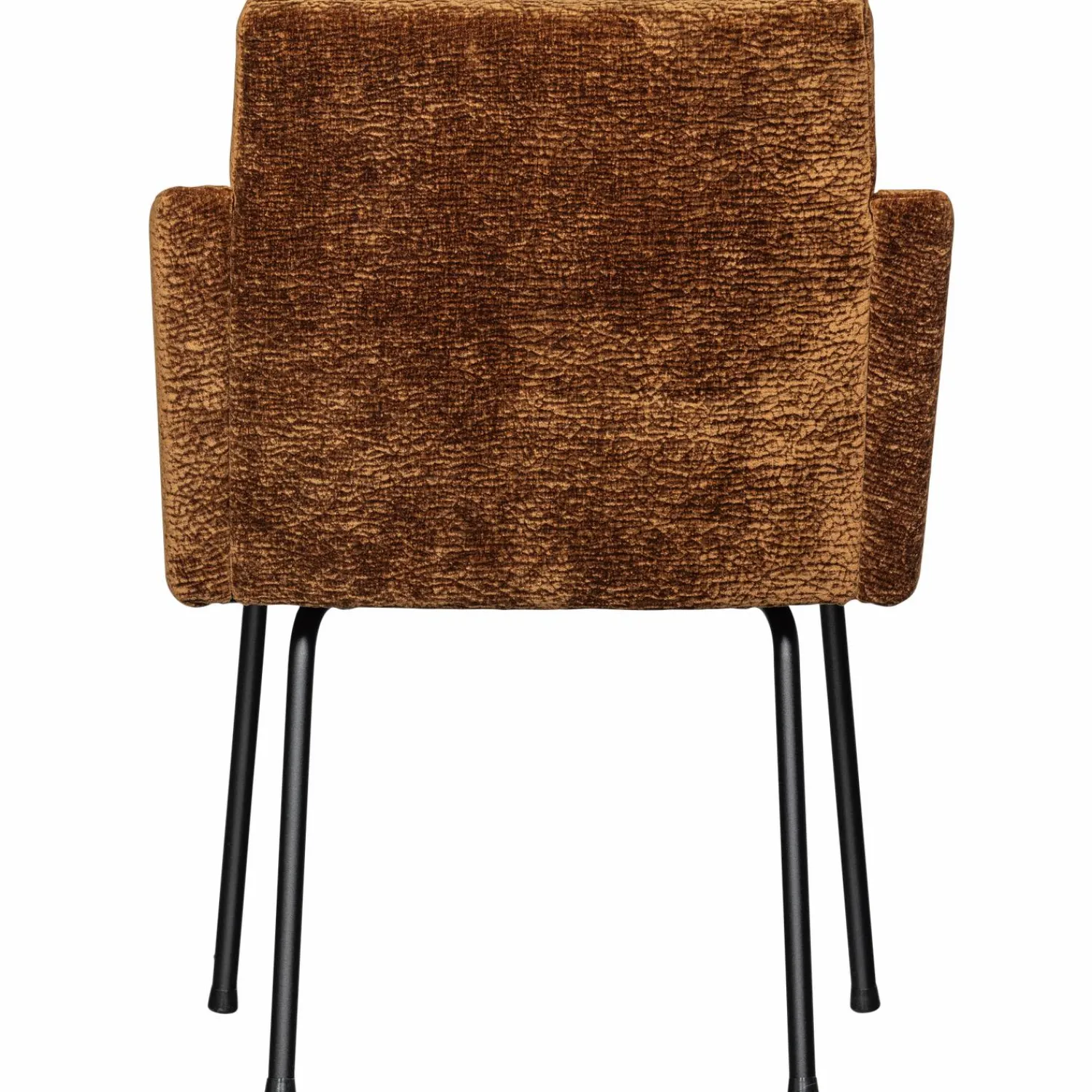 Hot WOOOD Mount eetkamerstoel met armleuning 3D chenille Middenbruin
