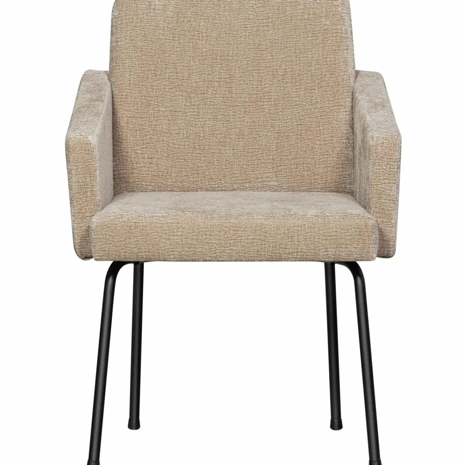 Discount WOOOD Mount eetkamerstoel met armleuning 3D chenille Zand