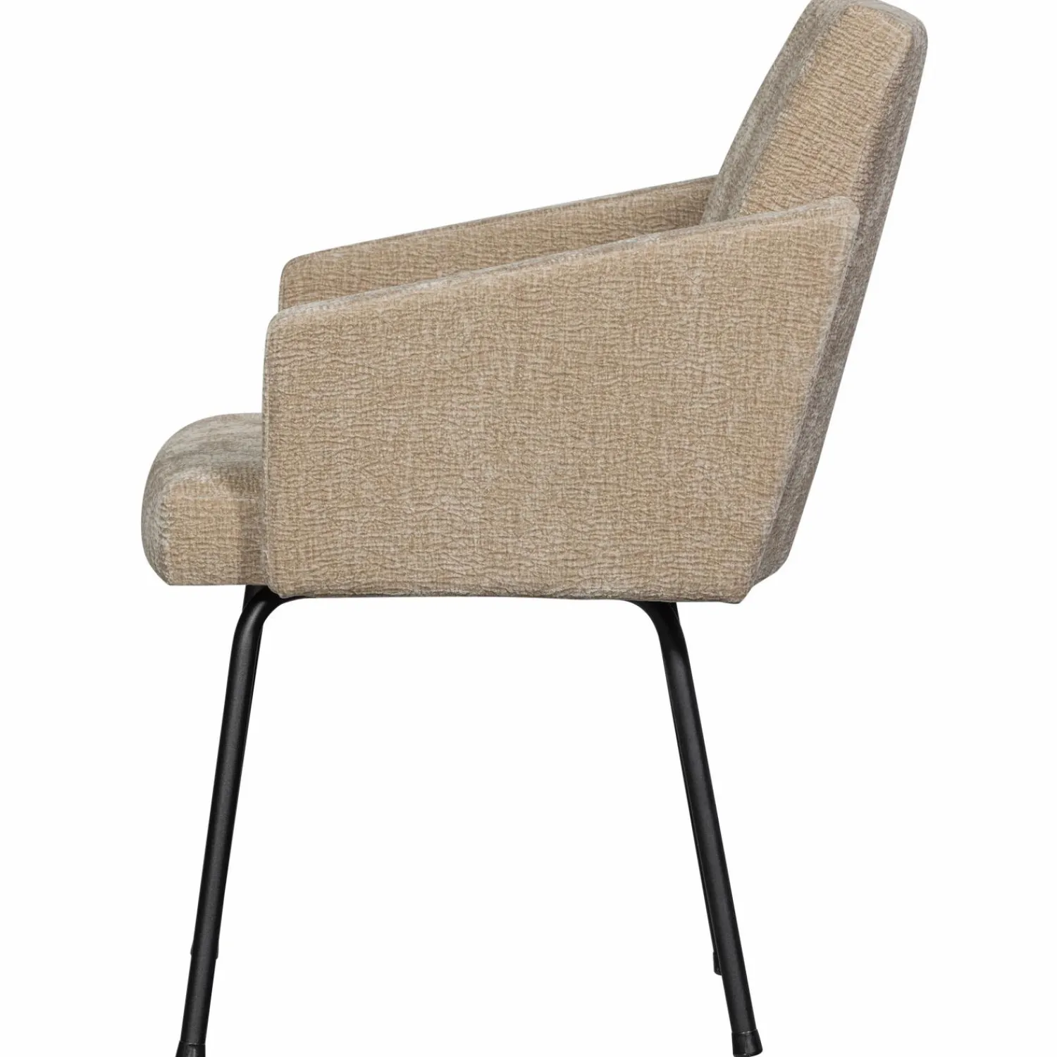 Discount WOOOD Mount eetkamerstoel met armleuning 3D chenille Zand