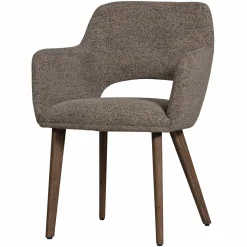 WOOOD Murat eetkamerstoel met houten poot donkerbruin Taupe