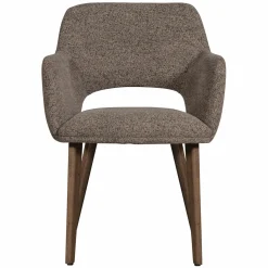 WOOOD Murat eetkamerstoel met houten poot donkerbruin Taupe