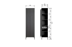Clearance WOOOD New Gravure hoge kast met lade grenen Zwart