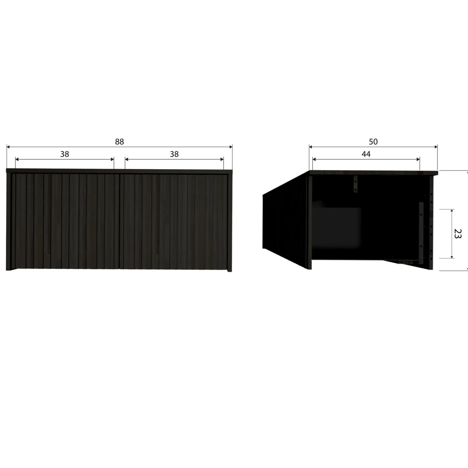 WOOOD New Gravure kistbank grenen Zwart
