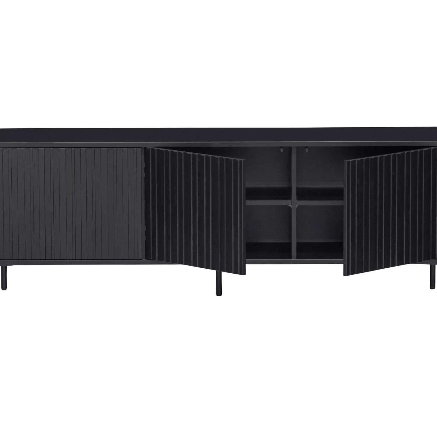 Clearance WOOOD New Gravure tv meubel 150 cm grenen Zwart
