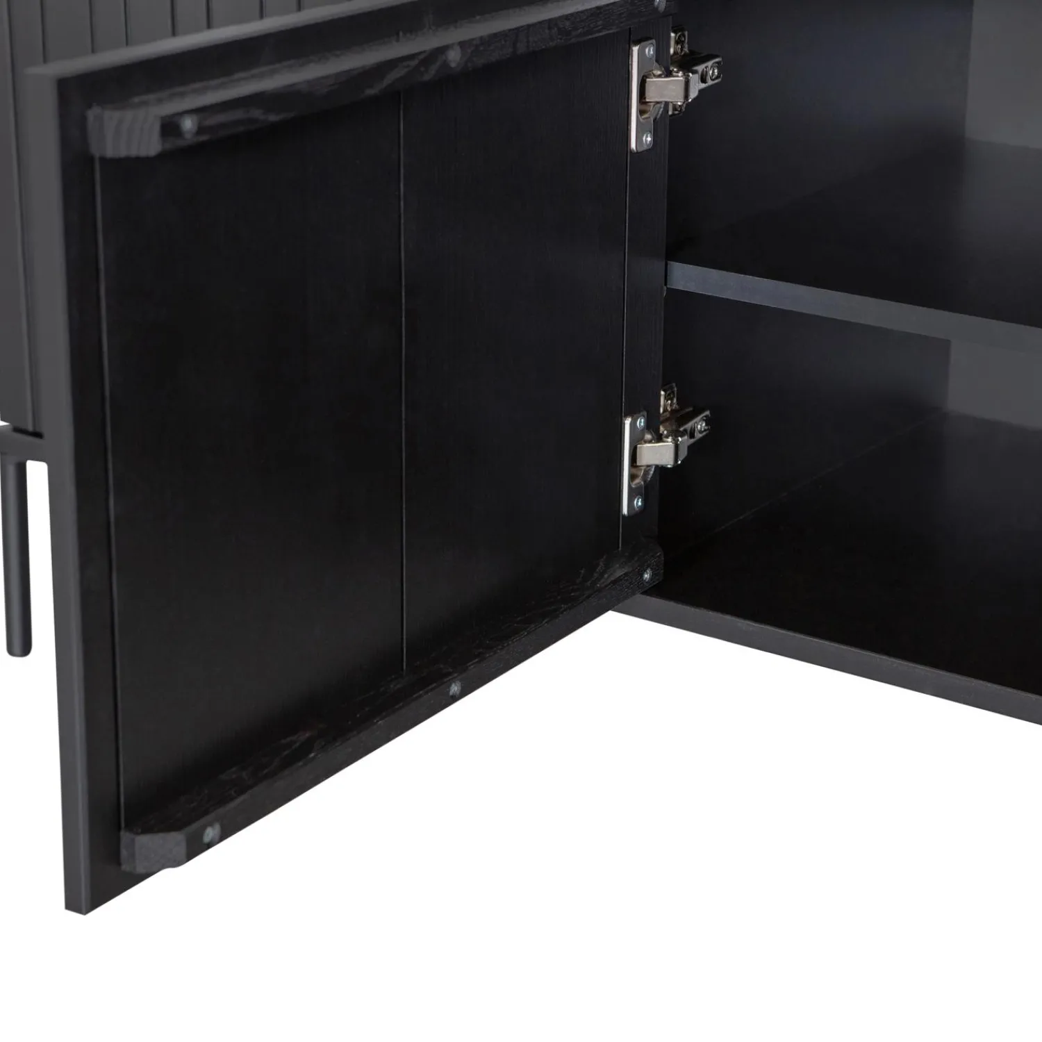 Clearance WOOOD New Gravure tv meubel 150 cm grenen Zwart