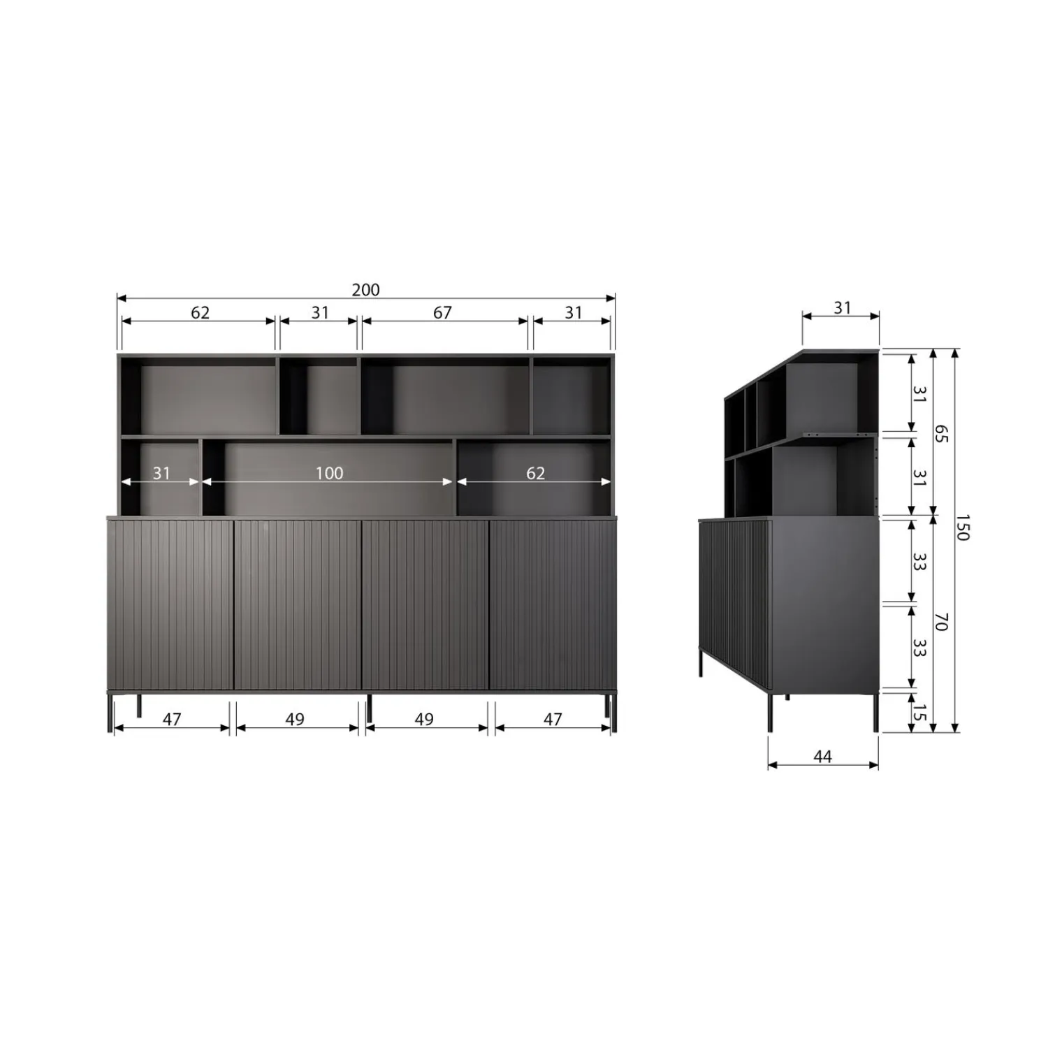 Discount WOOOD New Gravure wandkast essen fineer Espresso