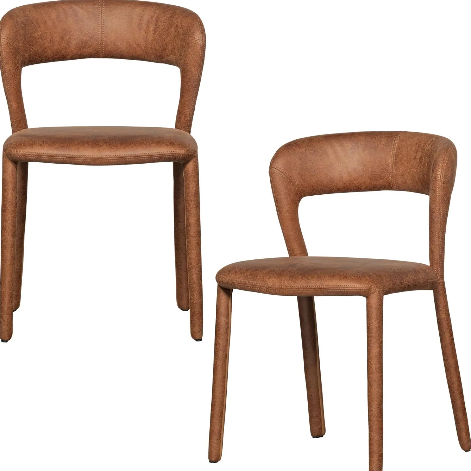 Hot WOOOD Noble eetkamerstoel leerlook Cognac