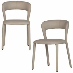 WOOOD Noble eetkamerstoel leerlook Beige