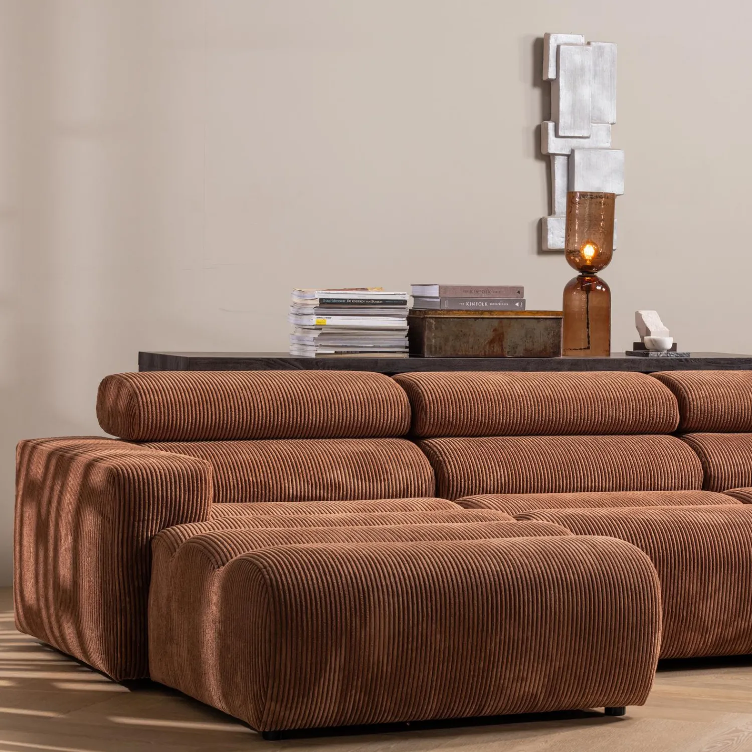Clearance WOOOD Novi chaise longue bank links ribstof Terra