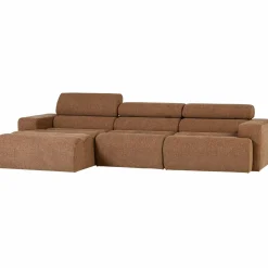 Best WOOOD Novi chaise longue bank links bouclé bruin Karamel