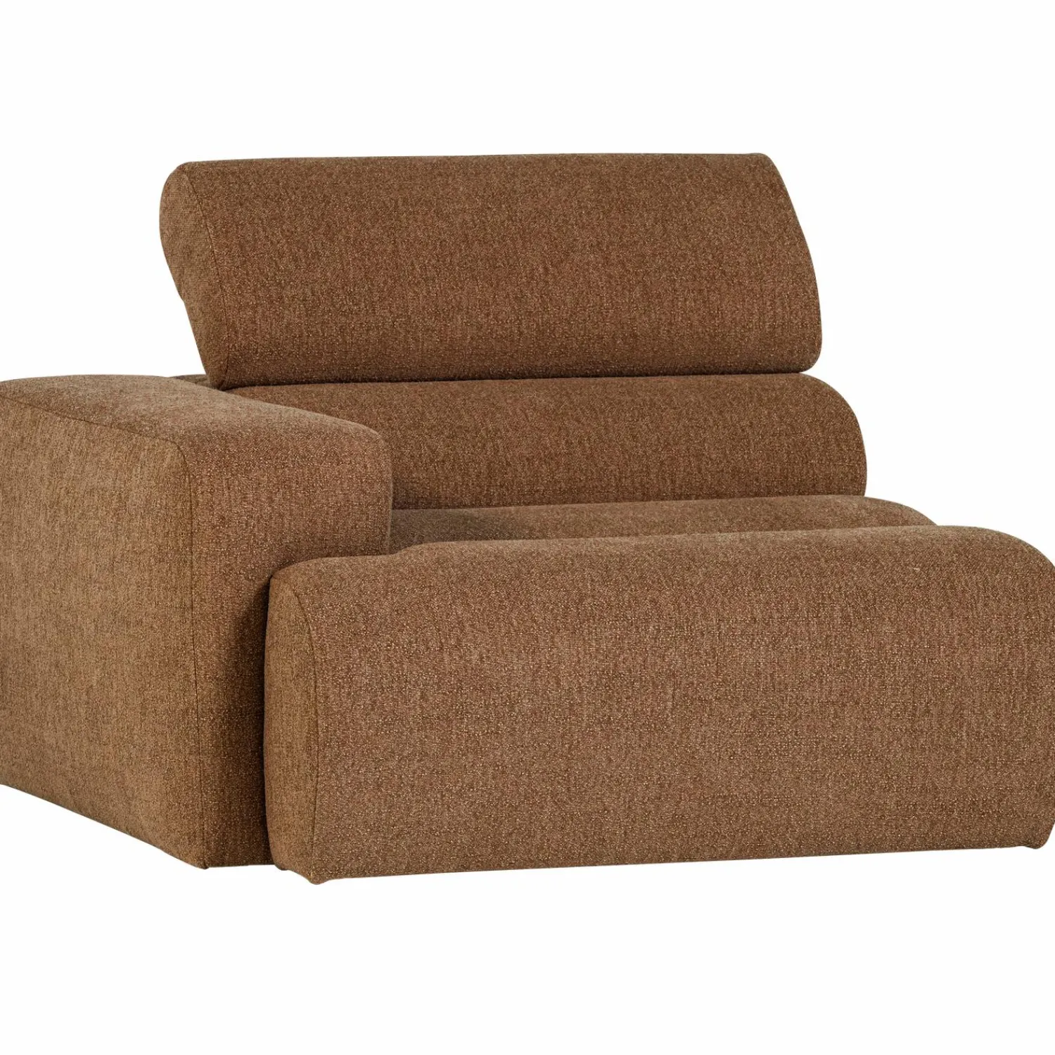 Hot WOOOD Novi 1-zits element arm links bouclé bruin Karamel