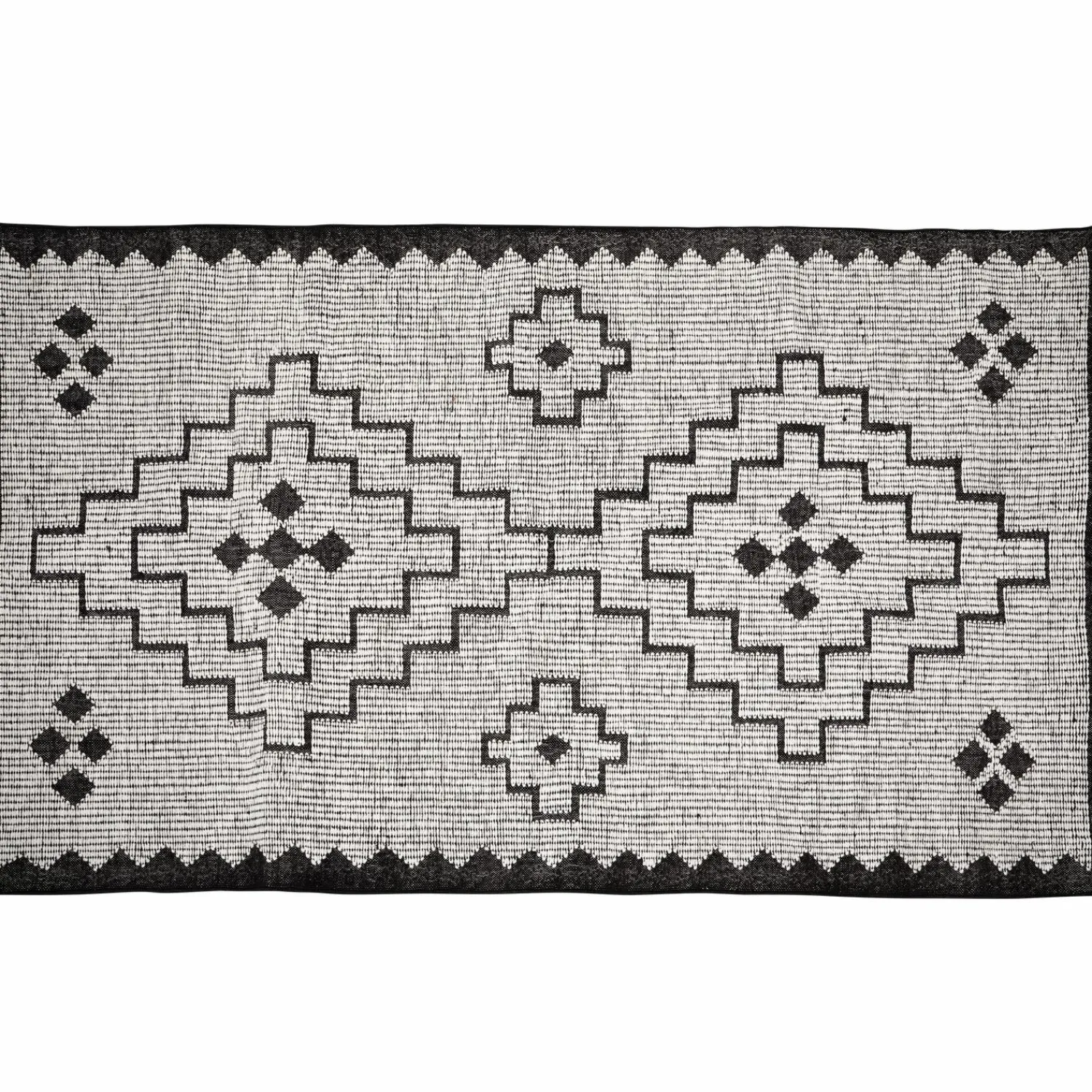 New WOOOD Omari vloerkleed wol/jute naturel/zwart 160x230 cm