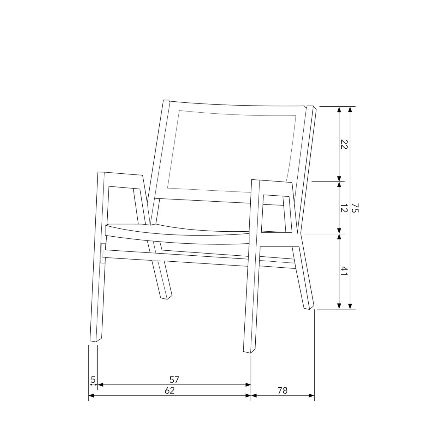 Clearance WOOOD Pem tuin fauteuil met armleuning aluminium zwart