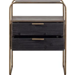 New WOOOD Polite nachtkastje metaal/hout antique brass
