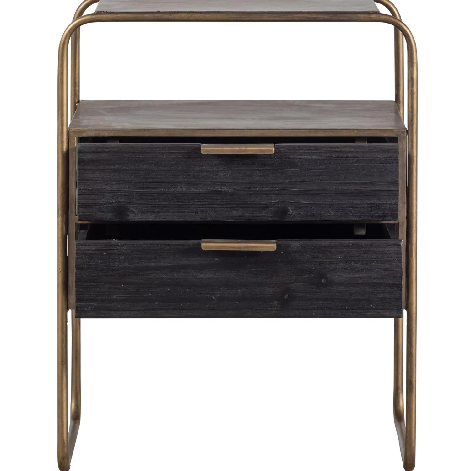 New WOOOD Polite nachtkastje metaal/hout antique brass