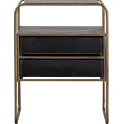 New WOOOD Polite nachtkastje metaal/hout antique brass