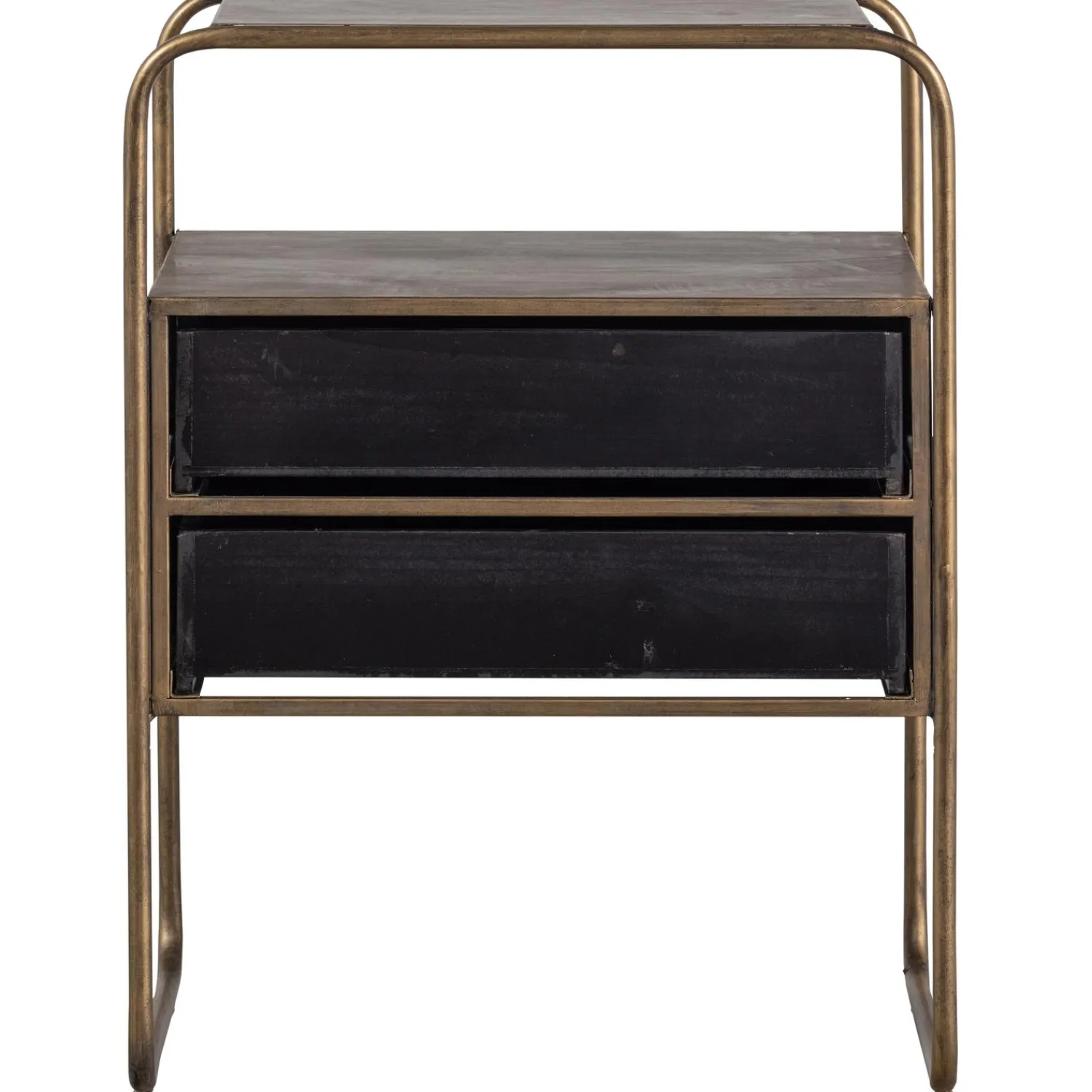 New WOOOD Polite nachtkastje metaal/hout antique brass