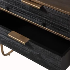 New WOOOD Polite nachtkastje metaal/hout antique brass