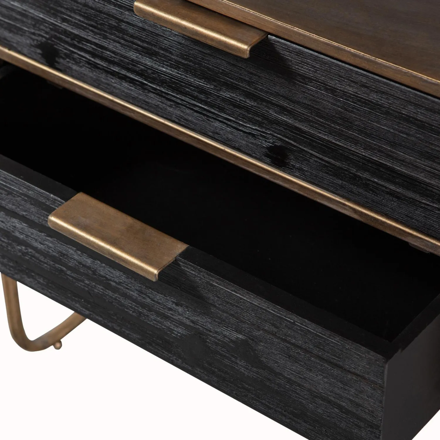 New WOOOD Polite nachtkastje metaal/hout antique brass