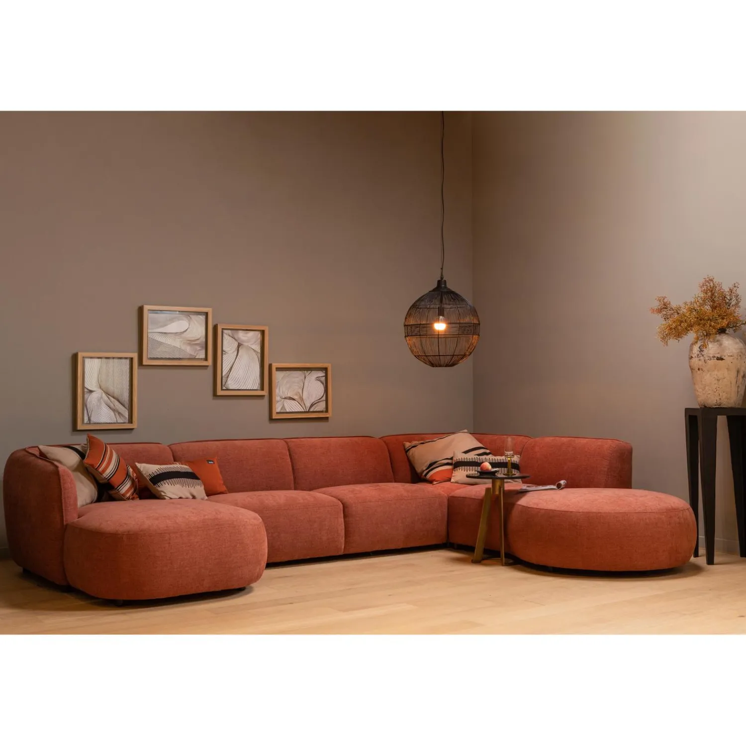 Online WOOOD Polly bank U-vorm rechts Roze
