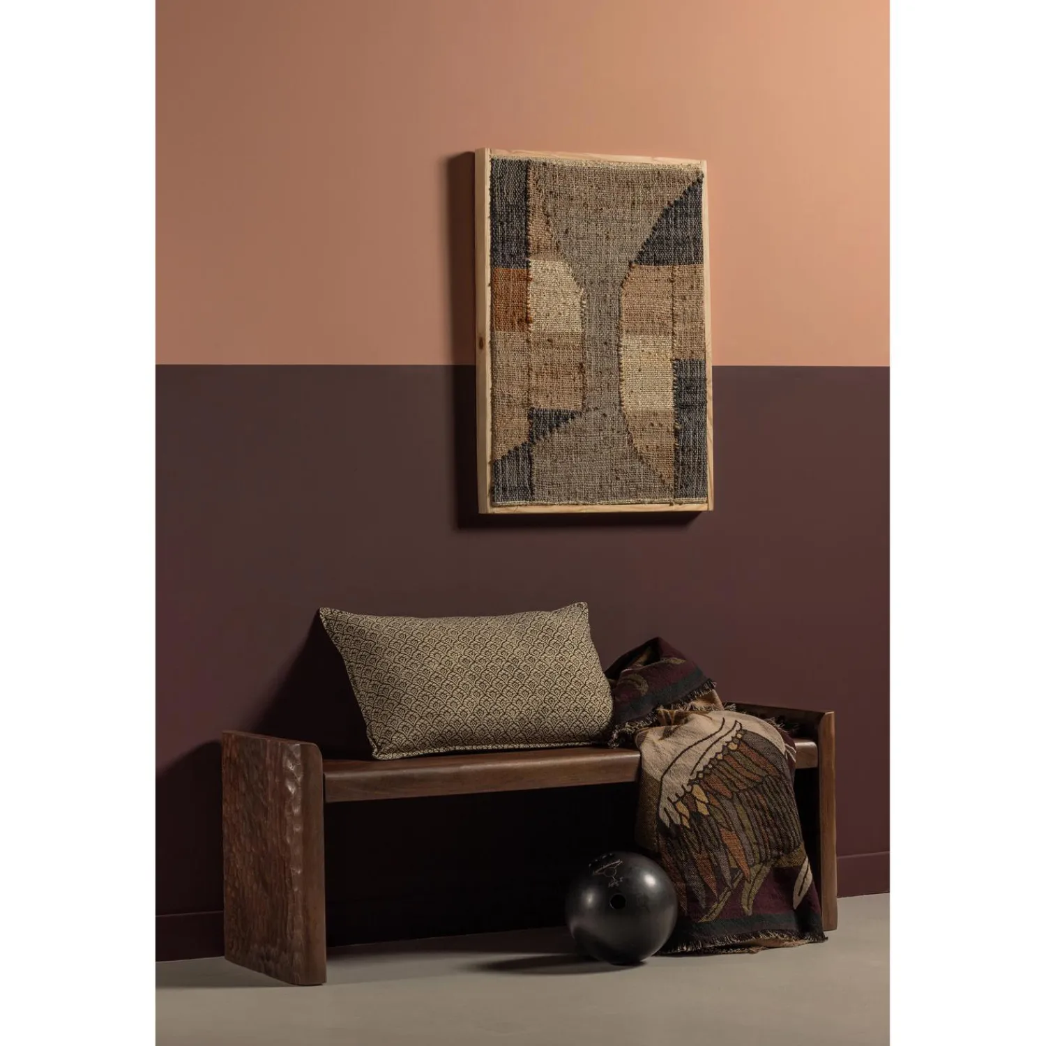 Discount WOOOD Prop bankje met bewerkte poot hout warm bruin