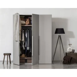 Outlet WOOOD Rens 3-deurs hang/legkast greep lang noten/pebble grey