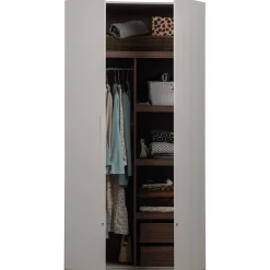 Clearance WOOOD Rens 2-deurs hang/legkast greep lang noten/pebble grey