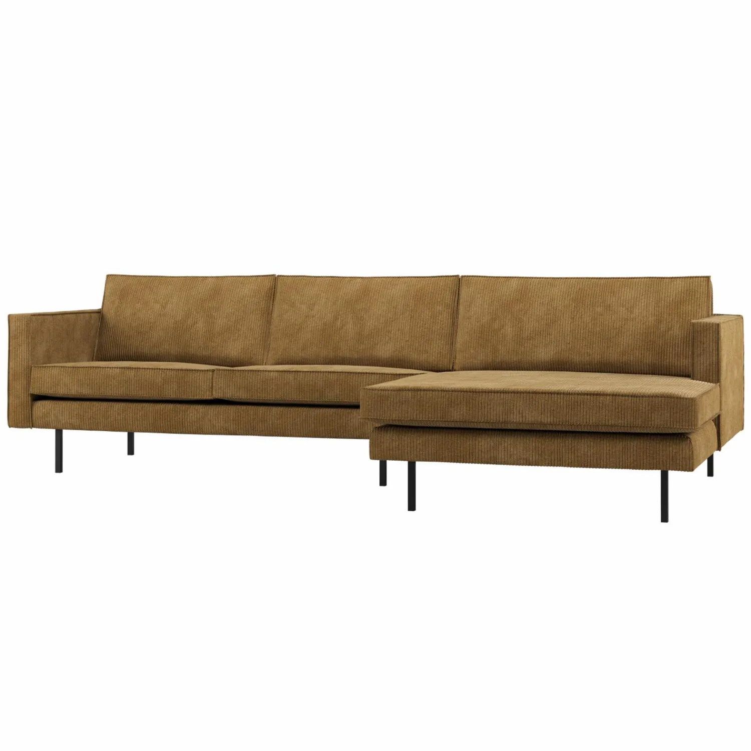 Discount WOOOD Rodeo chaise longue bank rechts ribstof Honinggeel