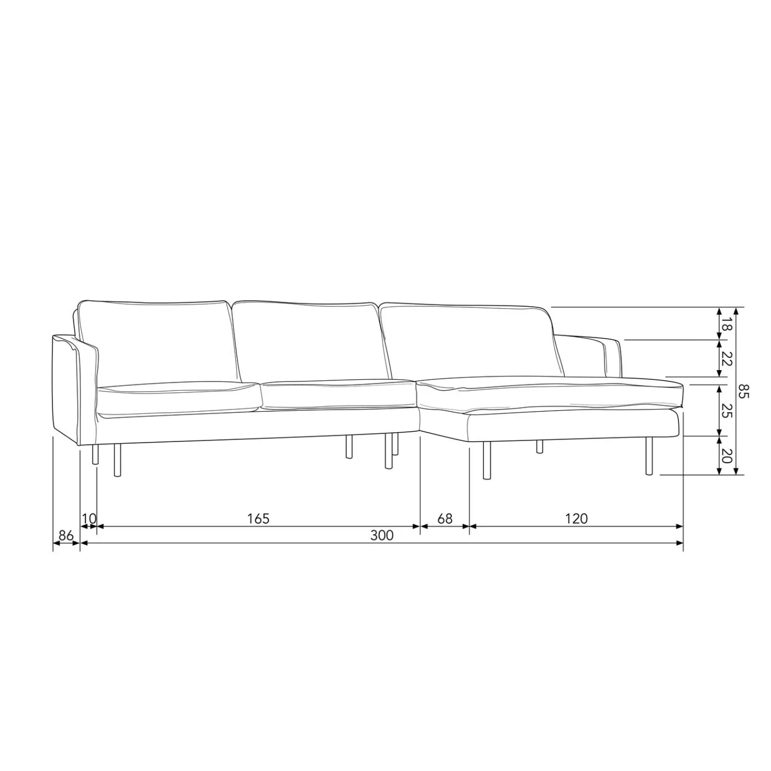 Sale WOOOD Rodeo chaise longue rechts velvet Khaki