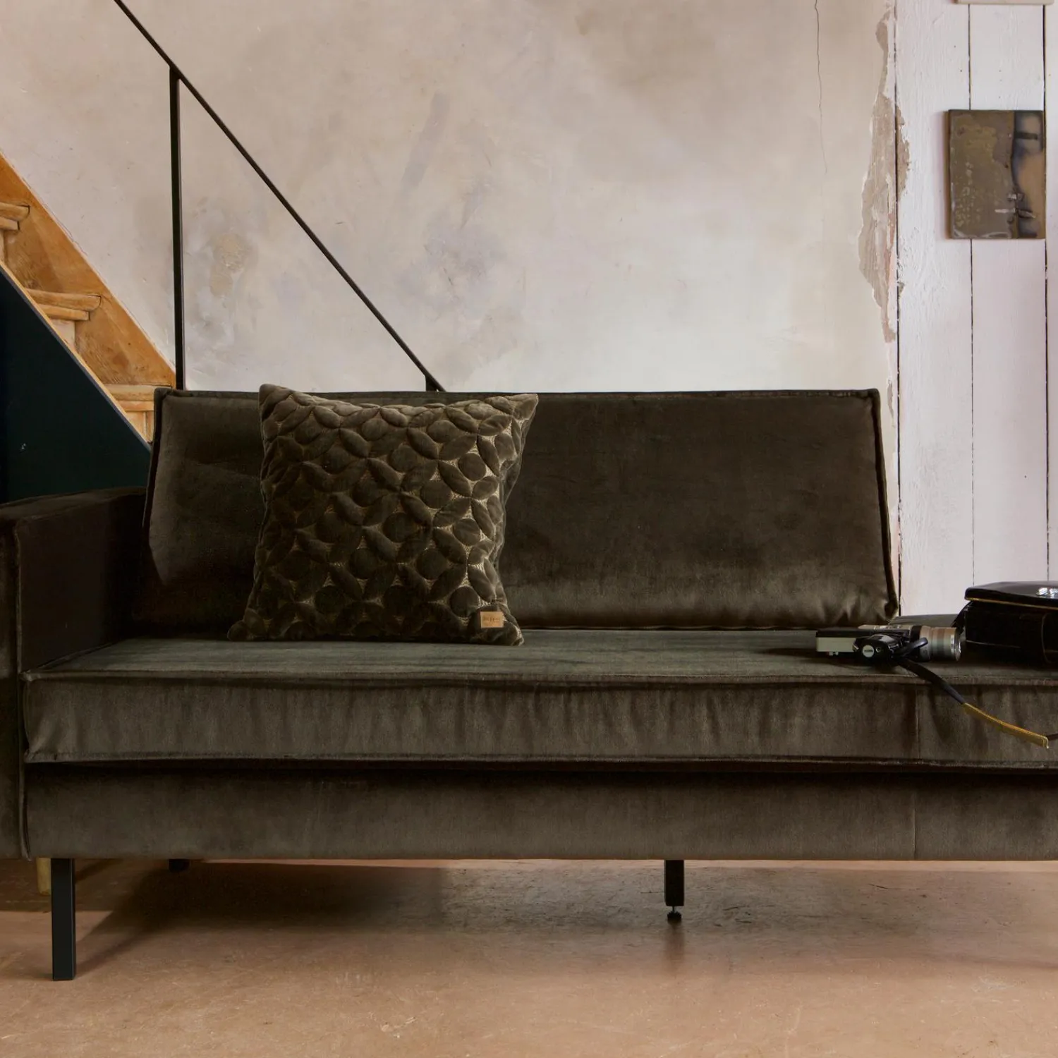 Discount WOOOD Rodeo daybed links velvet Donkergroen