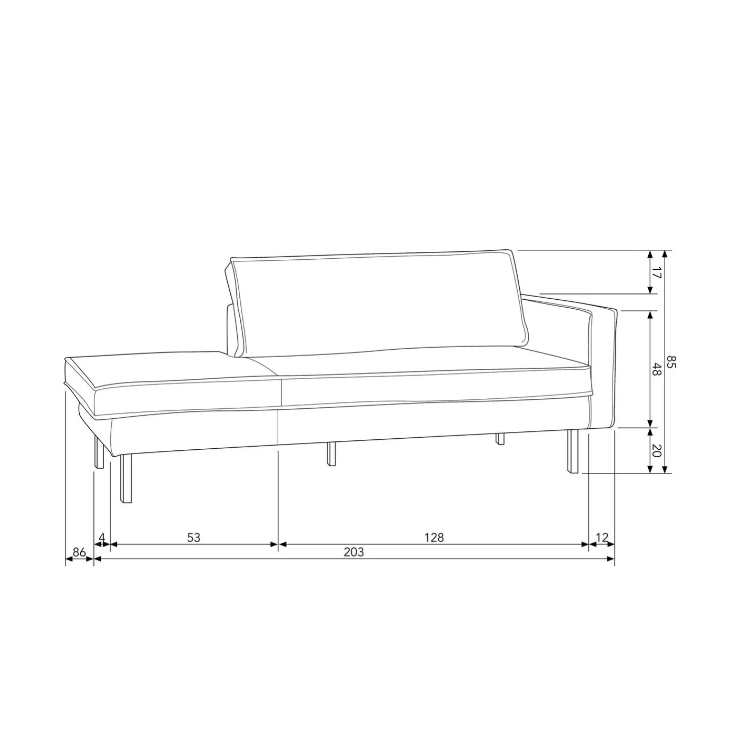 Discount WOOOD Rodeo daybed rechts velvet Blauw