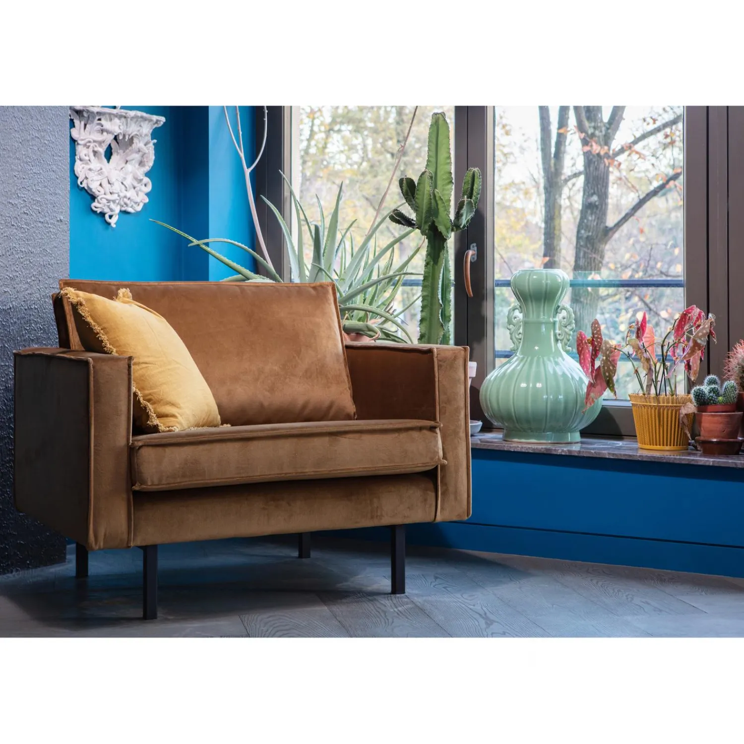 Sale WOOOD Rodeo fauteuil velvet Honinggeel