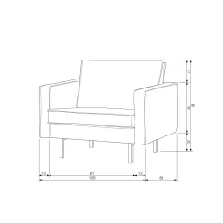 Clearance WOOOD Rodeo fauteuil velvet kastanje Kastanjebruin
