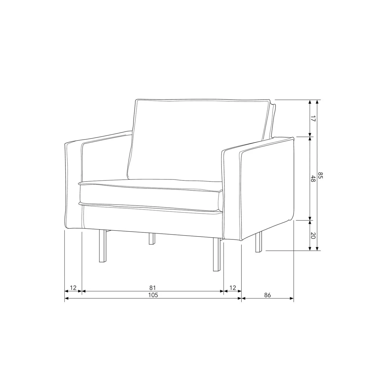 Outlet WOOOD Rodeo fauteuil velvet Roest