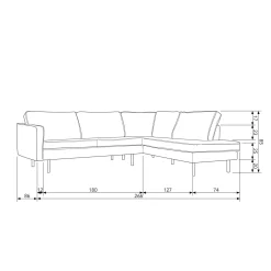Sale WOOOD Rodeo hoekbank rechts velvet Oker