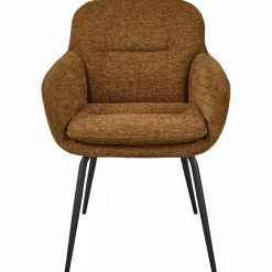 Clearance WOOOD Runa eetkamerstoel chenille Karamel bruin/geel