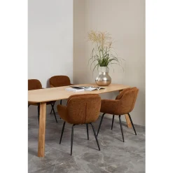 Clearance WOOOD Runa eetkamerstoel chenille Karamel bruin/geel