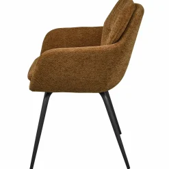 Clearance WOOOD Runa eetkamerstoel chenille Karamel bruin/geel
