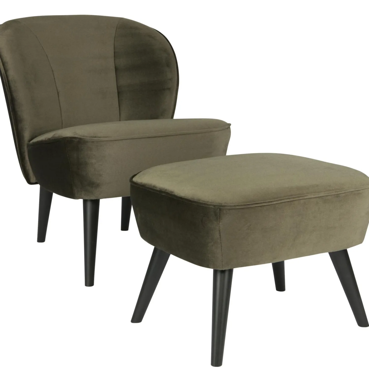 Best WOOOD Sara hocker op poten velvet warm Groen