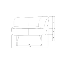Outlet WOOOD Sara lounge fauteuil rechts velvet Warm groen