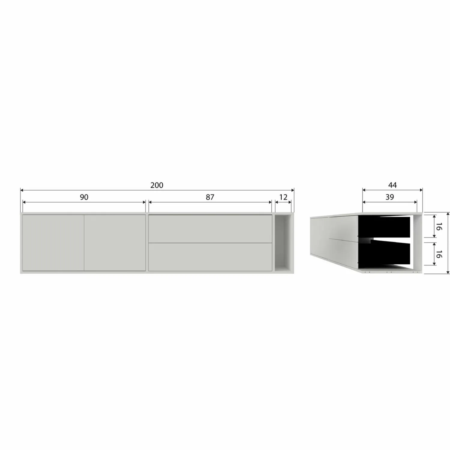 Discount WOOOD Settle Down tv meubel 200 cm grenen dust